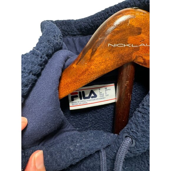 Women's Fila Sherpa Hoodie Fleece Hoody Sweatshirt Jacket Blue Navy Size Small - Picture 3 of 6